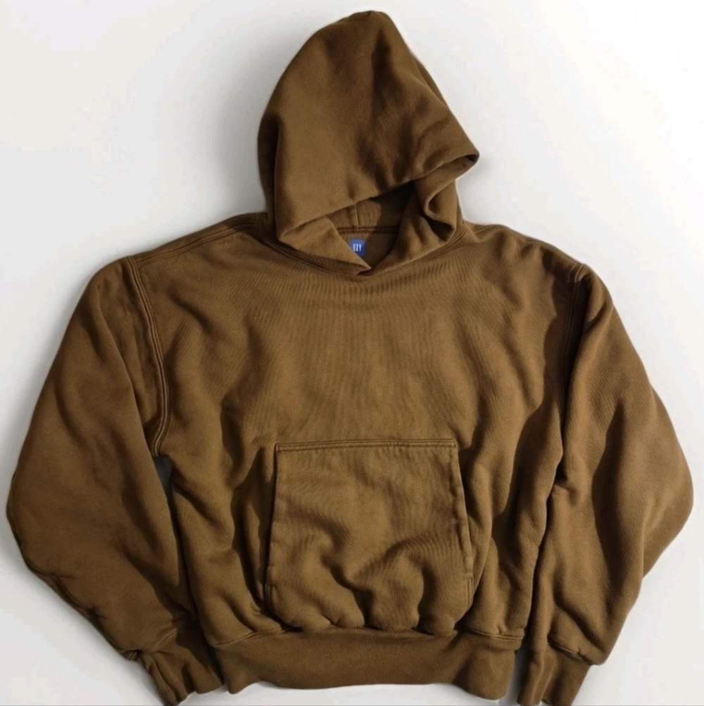 Yeezy Gap Hoodie Brown Double Layer Pullover Mens Small Heavyweight